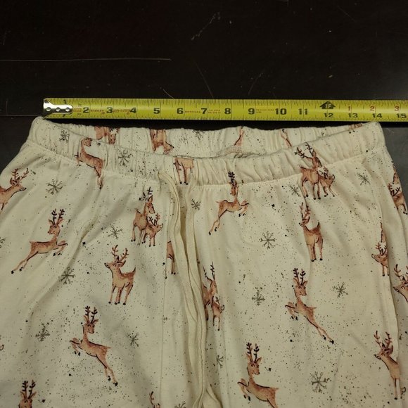 Burts Bees Baby Pajama Pants Womens L Christmas Print Straight‎ Pockets Reindeer - Picture 8 of 10